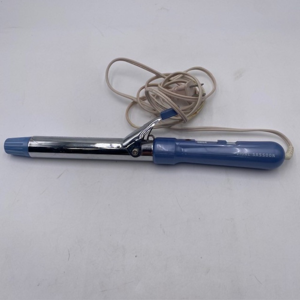 Vidal Sassoon VS122 Curling Iron Blue Silver Chrome High Low Heat Vintage Style
